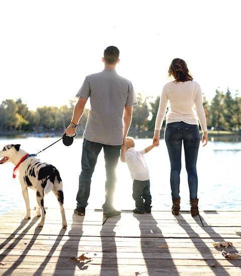 Family at the lake